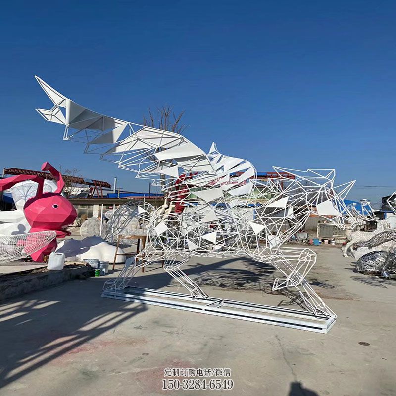 酒店镂空马雕塑 网格雕塑定制预定 园林镂空马雕塑摆件订做