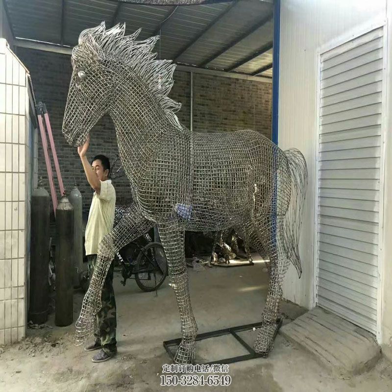 空间镂空马雕塑 户外网格雕塑摆放精选 镂空马雕塑工艺服务商