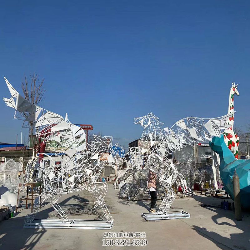 企业镂空马雕塑 广场网格雕塑供求 门口镂空马雕塑订做