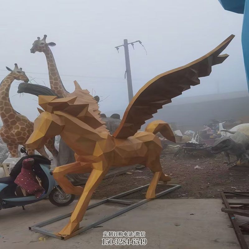 飞马雕塑抽象 园林翅膀马雕塑摆件订做 园林飞马雕塑摆件订做
