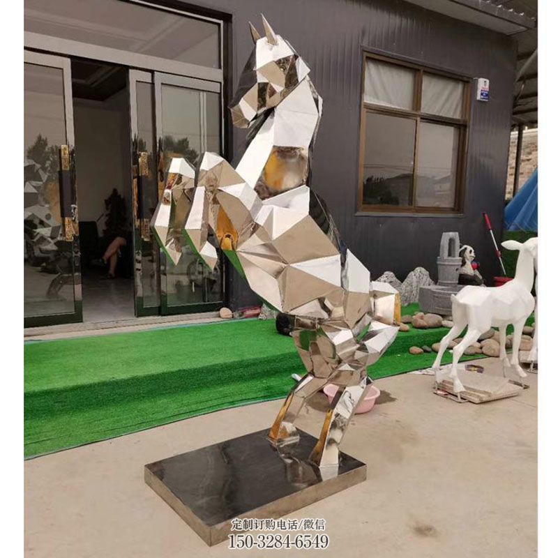 几何马雕塑底座 雕塑主题定做 广场景观几何马雕塑供给
