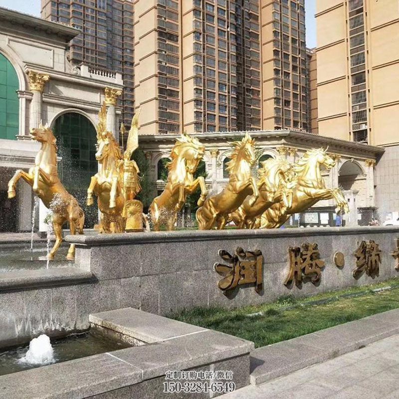 八马雕塑生产 景观小品群马雕塑供需 公园景观八马奔腾雕塑供求