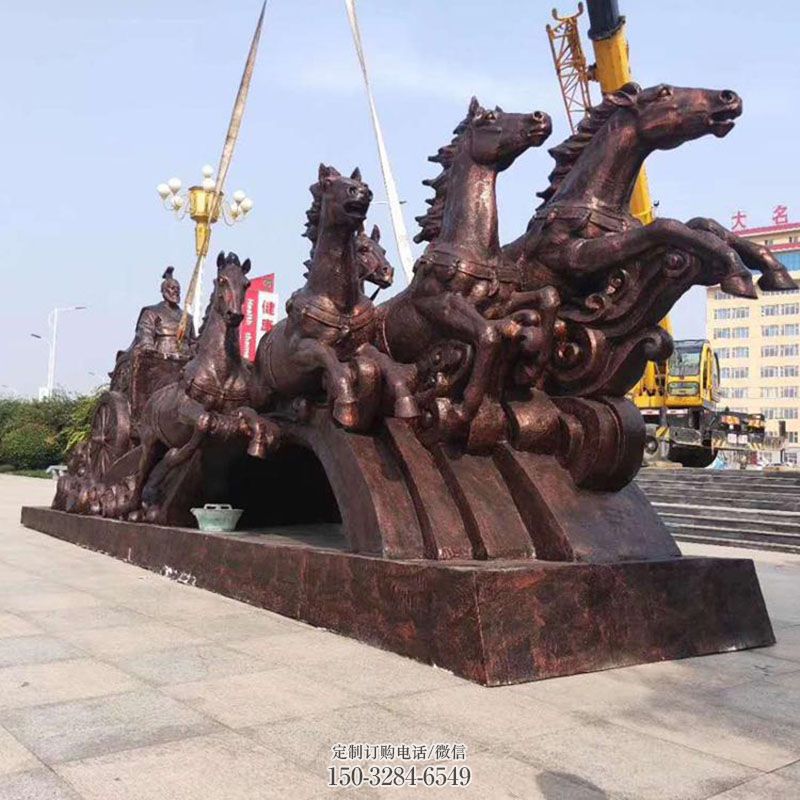 锻钢八马雕塑 群马雕塑主题定做 企业标志八马奔腾雕塑精选