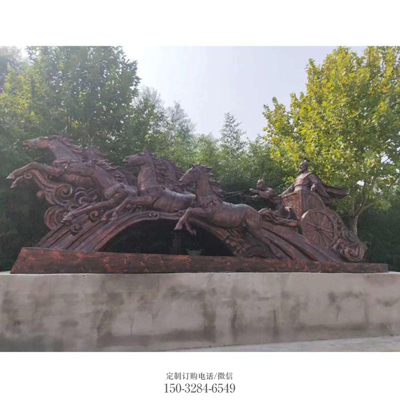金属抽象八马雕塑 各类群马雕塑标准 户外八马奔腾雕塑摆放制作