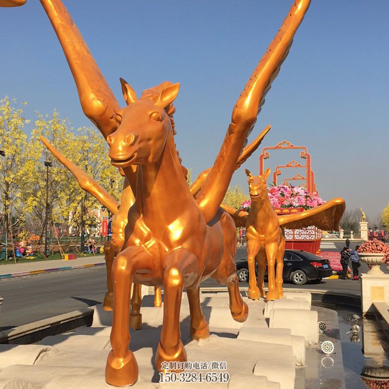 镜面天马雕塑 园林雕塑摆件订做 城市广场天马雕塑提供